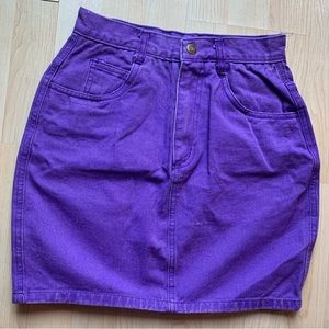 Vintage Purple High Waisted Mini Denim Skirt
